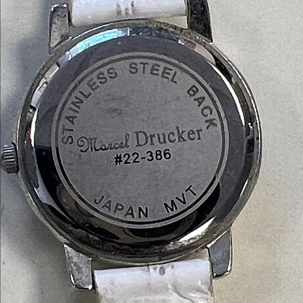 Vintage Marcel DruckerChic White and Silver Women's Watch